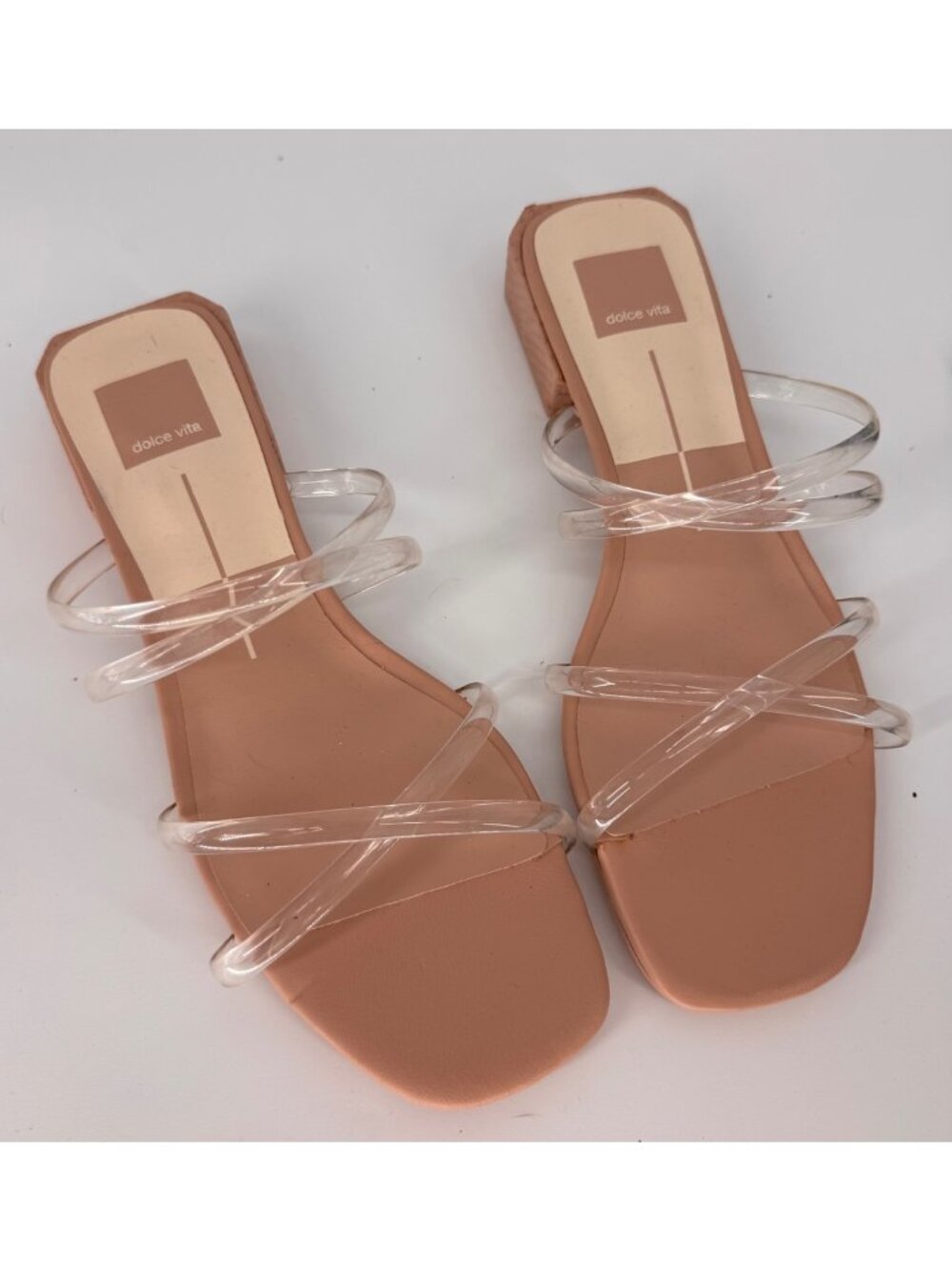 Dolce Vita Clear Strap Nude Block Heel Patsi Sandals Womens Size 8.5
